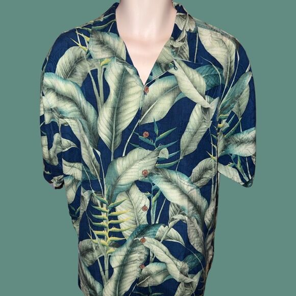 Tommy Bahama Relax 100% Silk Hawaiian Button Up Camp Shirt Size Large #38 - Picture 2 of 4